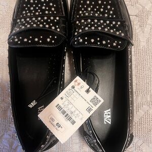 Zara studded loafers. Vegan leather NWT.
